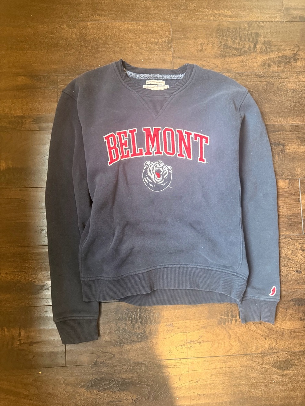 League Belmont Navy Crewneck Sweatshirt with Red Logo